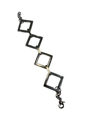 Geometric Square Link Bracelet in Silver Tone